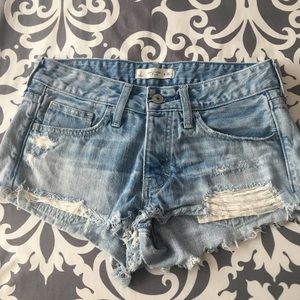 A&F distressed, frayed light wash shorts in size 2